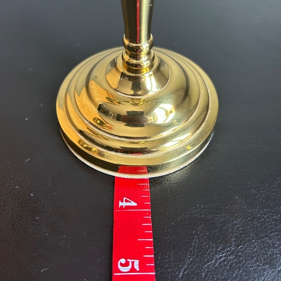 Vintage Brass 3 Arm 9” Candelabra with Brass & Wood Candle Snuffer - Picture 15 of 17